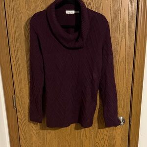 Calvin Klein Women's Dark Purple Cowl Neck Sweater